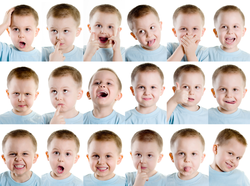 Boy making different faces